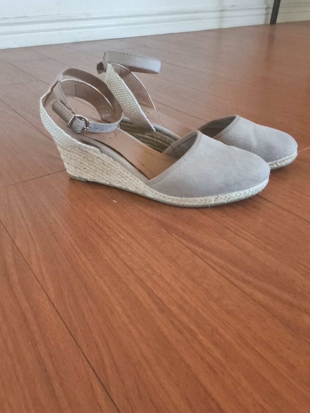 Taupe Espadrille Wedge Sandals with Ankle Strap 8.5 Style & Co